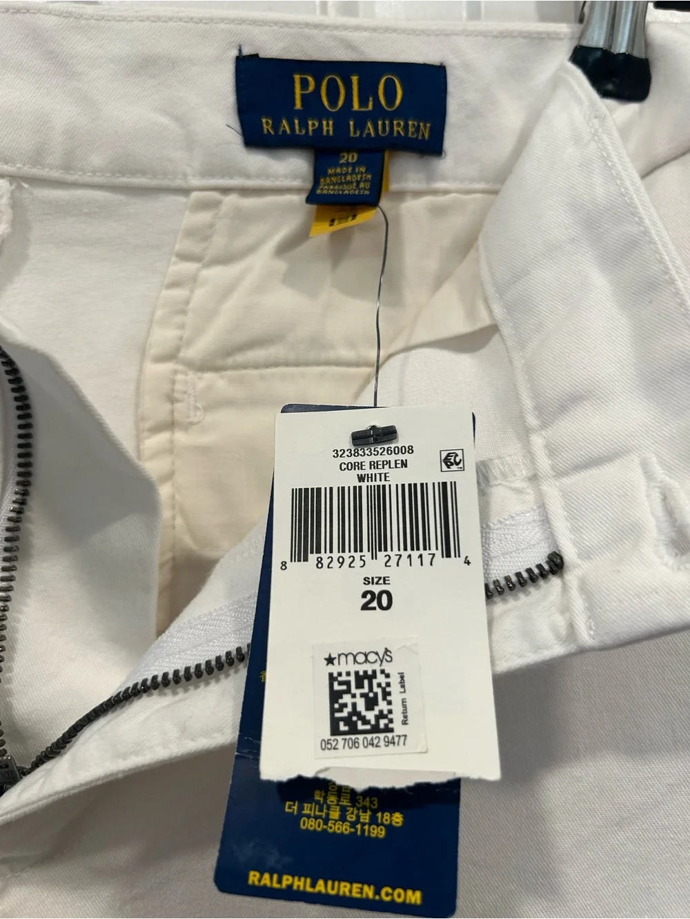 Polo Ralph Lauren Boys Size 20 White Chino Shorts NWT Pony Logo